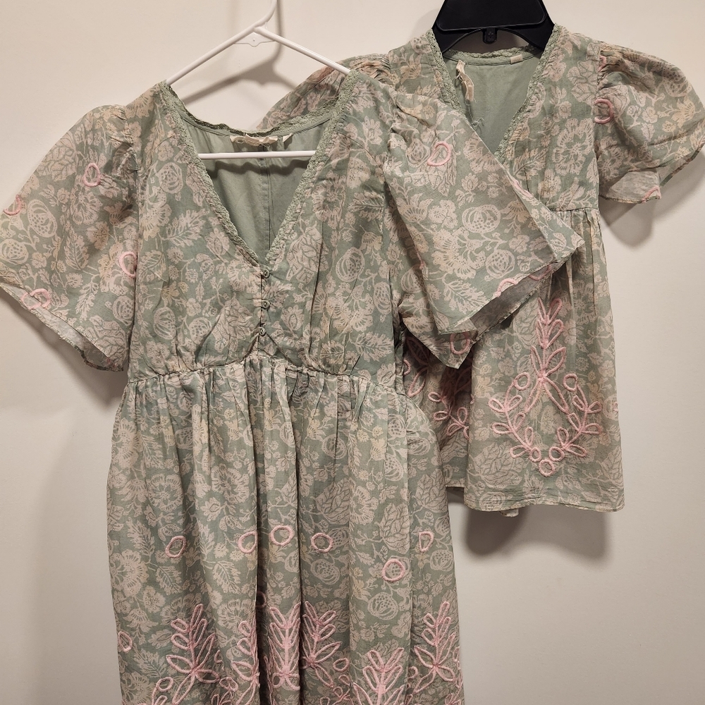 Anthropologie embroidered mini dress set (2 dresses)